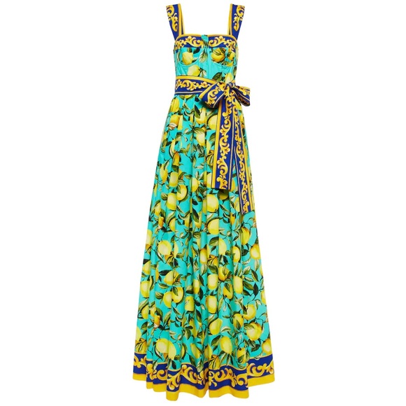 knee length dresses for ladies Dolce & Gabbana Queen Of Hearts Sleeveless Silk Long Dress main image 0